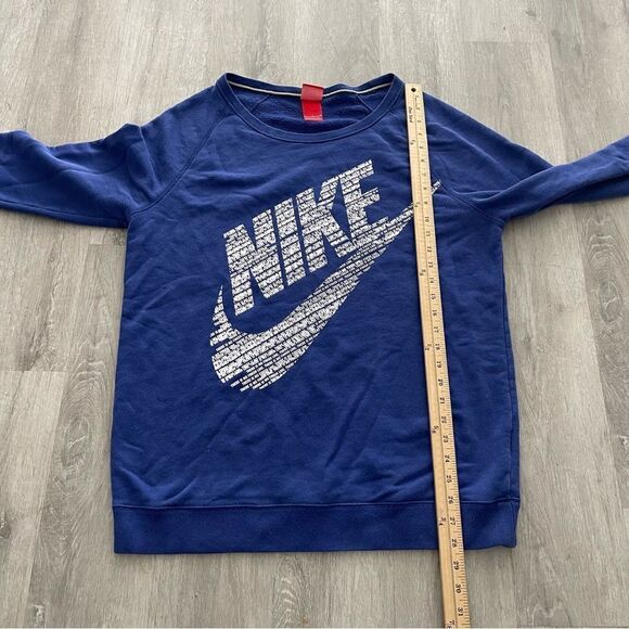 Nike Mens Size Medium Sweatshirt Big Spellout Swoosh Blue And White - Picture 4 of 5